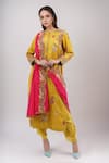 Buy_Debyani + Co_Yellow Embroidered Round Rangoli Kurta Set _at_Aza_Fashions