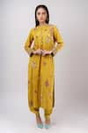 Shop_Debyani + Co_Yellow Embroidered Round Rangoli Kurta Set _Online_at_Aza_Fashions