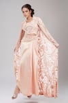 Buy_Anamika Khanna_Pink Embroidered Round Jacket And Draped Skirt Set _Online_at_Aza_Fashions