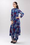 Buy_NAMRATA JOSHIPURA_Blue Printed Tropical Band Collar Willow Kurta And Pant Co-ord Set _at_Aza_Fashions