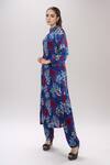 Shop_NAMRATA JOSHIPURA_Blue Printed Tropical Band Collar Willow Kurta And Pant Co-ord Set _at_Aza_Fashions