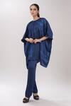 Buy_NAMRATA JOSHIPURA_Blue Embroidered Sequins Round Kaftan And Pant Co-ord Set _at_Aza_Fashions