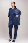 NAMRATA JOSHIPURA_Blue Embroidered Sequins Round Kaftan And Pant Co-ord Set _Online_at_Aza_Fashions