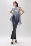 Amit Aggarwal_Grey Embellished Metallic Round Ombre Top _Online_at_Aza_Fashions