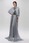 Buy_Amit Aggarwal_Grey Embellished Metallic Round Cape Dress _at_Aza_Fashions