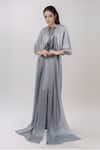 Amit Aggarwal_Grey Embellished Metallic Round Cape Dress _Online_at_Aza_Fashions