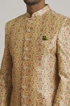 Shop_Samyukta Singhania_Beige Sherwani Art Silk Printed Floral Bageecha With Churidar _Online_at_Aza_Fashions