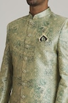 Shop_Adara Khan_Green Sherwani Art Silk Printed Floral Watercolour With Churidar_Online_at_Aza_Fashions