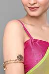 Shop_Samyukta Singhania_Gold Plated Phoolan Carved Twisted Armlet _at_Aza_Fashions