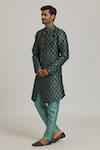 Buy_Samyukta Singhania_Green Sherwani Banarasi Jacquard Woven Floral Blossom Pattern With Pant _Online_at_Aza_Fashions