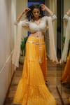 Shop Aaryaa By Kashveen Kohli Yellow Blouse Lace And Dupatta Crush Tissue, Lehenga Silk Mul Bandhani Set Online at Aza Fashions Shop_Aaryaa By Kashveen Kohli_Yellow Blouse Lace And Dupatta Crush Tissue, Lehenga Silk Mul Bandhani Set _Online_at_Aza_Fashions