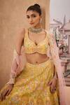 Aneesh Agarwaal_Yellow 100% Silk Organza Embroidery Resham Baroque Flora Bridal Lehenga Set _at_Aza_Fashions