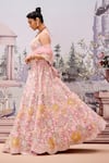 Aneesh Agarwaal_Pink 100% Silk Organza Embroidery Floral Bloom Garden Bridal Lehenga Set _at_Aza_Fashions