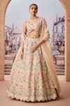 Buy_Aneesh Agarwaal_Ivory 100% Silk Organza Embroidery Sequin Bahar Garden Bridal Lehenga Set _at_Aza_Fashions