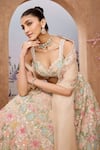 Aneesh Agarwaal_Ivory 100% Silk Organza Embroidery Sequin Bahar Garden Bridal Lehenga Set _Online_at_Aza_Fashions