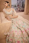 Buy_Aneesh Agarwaal_Ivory 100% Silk Organza Embroidery Sequin Bahar Garden Bridal Lehenga Set _Online_at_Aza_Fashions