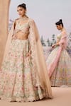 Shop_Aneesh Agarwaal_Ivory 100% Silk Organza Embroidery Sequin Bahar Garden Bridal Lehenga Set _Online_at_Aza_Fashions