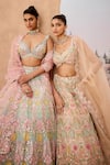 Aneesh Agarwaal_Ivory 100% Silk Organza Embroidery Sequin Bahar Garden Bridal Lehenga Set _at_Aza_Fashions