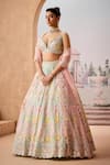 Aneesh Agarwaal_Green 100% Silk Organza Embroidery Sequin Deep Gulbahar Bridal Lehenga Set _Online_at_Aza_Fashions