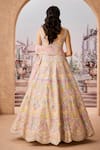 Shop_Aneesh Agarwaal_Ivory 100% Silk Organza Embroidery Sequin Square Blossom Bridal Lehenga Set _at_Aza_Fashions