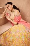 Aneesh Agarwaal_Yellow 100% Silk Organza Embroidery Sequin Mughlai Bahar Bridal Lehenga Set _at_Aza_Fashions