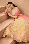 Buy_Aneesh Agarwaal_Yellow 100% Silk Organza Embroidery Sequin Mughlai Bahar Bridal Lehenga Set 