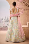 Shop_Aneesh Agarwaal_Green 100% Silk Organza Embroidery Sequin Queen Phool Bahar Bridal Lehenga Set _at_Aza_Fashions