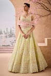 Buy_Aneesh Agarwaal_Green 100% Silk Organza Embroidery Pearl Persian Bloom Bridal Lehenga Set _at_Aza_Fashions