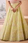 Aneesh Agarwaal_Green 100% Silk Organza Embroidery Pearl Persian Bloom Bridal Lehenga Set _Online_at_Aza_Fashions