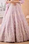 Aneesh Agarwaal_Purple 100% Silk Organza Embroidery Pearl Periwinkle Bloom Bridal Lehenga Set _Online_at_Aza_Fashions