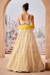 Shop_Aneesh Agarwaal_Yellow 100% Silk Organza Embroidery Pearl Ambrosia Bloom Bridal Lehenga Set _at_Aza_Fashions