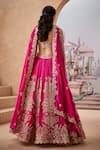 Shop_Aneesh Agarwaal_Pink 100% Italian Silk Embroidery Marodi Sweetheart Gulshan Flora Lehenga Set _at_Aza_Fashions