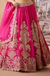 Buy_Aneesh Agarwaal_Pink 100% Italian Silk Embroidery Marodi Sweetheart Gulshan Flora Lehenga Set _Online_at_Aza_Fashions