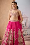 Shop_Aneesh Agarwaal_Pink 100% Italian Silk Embroidery Marodi Sweetheart Gulshan Flora Lehenga Set _Online_at_Aza_Fashions