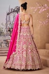 Shop_Aneesh Agarwaal_Pink 100% Italian Silk Embroidery Gotapatti Blossom Fleur Bridal Lehenga Set _at_Aza_Fashions