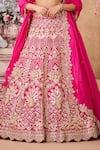 Aneesh Agarwaal_Pink 100% Italian Silk Embroidery Gotapatti Blossom Fleur Bridal Lehenga Set _Online_at_Aza_Fashions