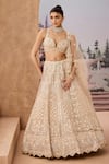 Buy_Aneesh Agarwaal_Beige Lehenga 100% Silk Organza Embroidered Gota Thread Bridal Set _at_Aza_Fashions