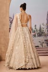 Shop_Aneesh Agarwaal_Beige Lehenga 100% Silk Organza Embroidered Gota Thread Bridal Set _at_Aza_Fashions