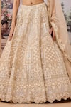 Aneesh Agarwaal_Beige Lehenga 100% Silk Organza Embroidered Gota Thread Bridal Set _Online_at_Aza_Fashions