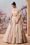 Buy_Aneesh Agarwaal_Pink Lehenga 100% Silk Organza Embroidered Gota Sweetheart Mughal Bridal Set _Online_at_Aza_Fashions