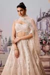 Shop_Aneesh Agarwaal_Pink Lehenga 100% Silk Organza Embroidered Gota Sweetheart Mughal Bridal Set _Online_at_Aza_Fashions