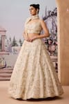 Shop_Aneesh Agarwaal_Ivory 100% Silk Organza Sequin Embellished Floral Bouquet Bridal Lehenga Set _Online_at_Aza_Fashions