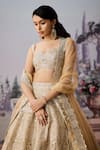 Shop_Aneesh Agarwaal_Yellow Lehenga 100% Silk Organza Embroidered Gota Sequined Floral Bridal Set _Online_at_Aza_Fashions