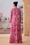 Shop_Aneesh Agarwaal_Pink Skirt Silk Embroidered Thread Jacket Open Floral Paisley Dhoti Set _at_Aza_Fashions