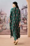 Shop_Aneesh Agarwaal_Green Crepe Printed Sequin Notched Floral Applique Kaftan With Pant _at_Aza_Fashions