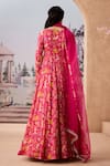 Shop_Aneesh Agarwaal_Fuchsia Anarkali Chinon Chiffon Printed Sequin Floral Chintz With Dupatta _at_Aza_Fashions