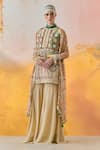 ASEEM KAPOOR_Multi Color Dress Net Embroidery Moti Round Mehru Sharara Set _at_Aza_Fashions