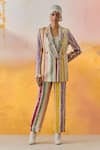 Buy_Aseem Kapoor_Multi Color Jacket And Trouser Slub Satin Embroidered Mother Noori Blazer Set _at_Aza_Fashions