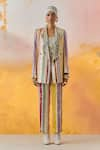 Aseem Kapoor_Multi Color Jacket And Trouser Slub Satin Embroidered Mother Noori Blazer Set _at_Aza_Fashions