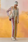 Buy_Aseem Kapoor_Multi Color Jacket And Trouser Slub Satin Embroidered Mother Noori Blazer Set 